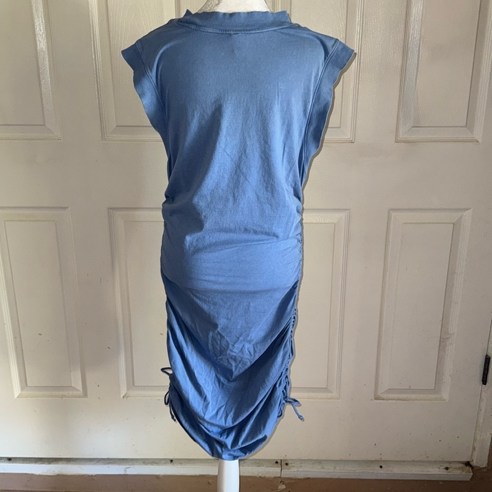 Daily Practice By Anthropologie Light Blue Sleeveless Ruched Dress - Picture 7 of 12